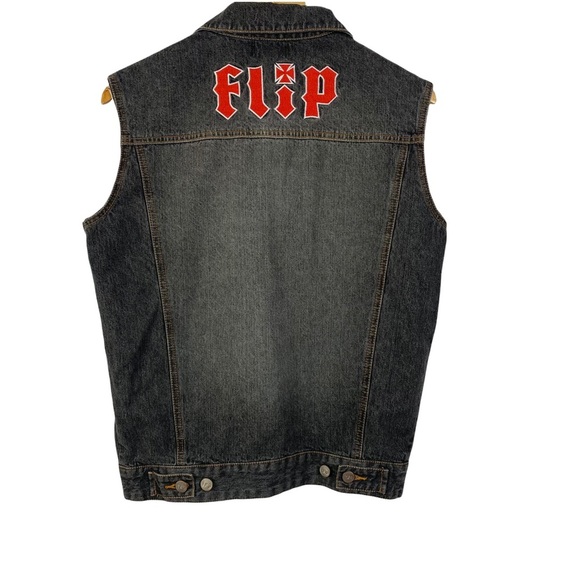 Flip Denim Vest Tank Top Washed jeans waistcoat Hip Hop Sleeveless Jacket S - Picture 6 of 12